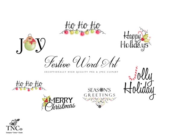 Christmas Digital Word Art Festive Instant Download Happy - Etsy