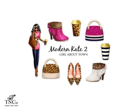 Modern Clipart - Girl clipart - Ankle boots women - Clip art commerci…