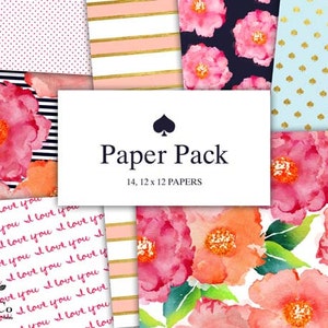 Digital scrapbook paper Modern prints Patterned paper Preppy paper girl Floral paper Commercial use polka dot digital paper MK image 2