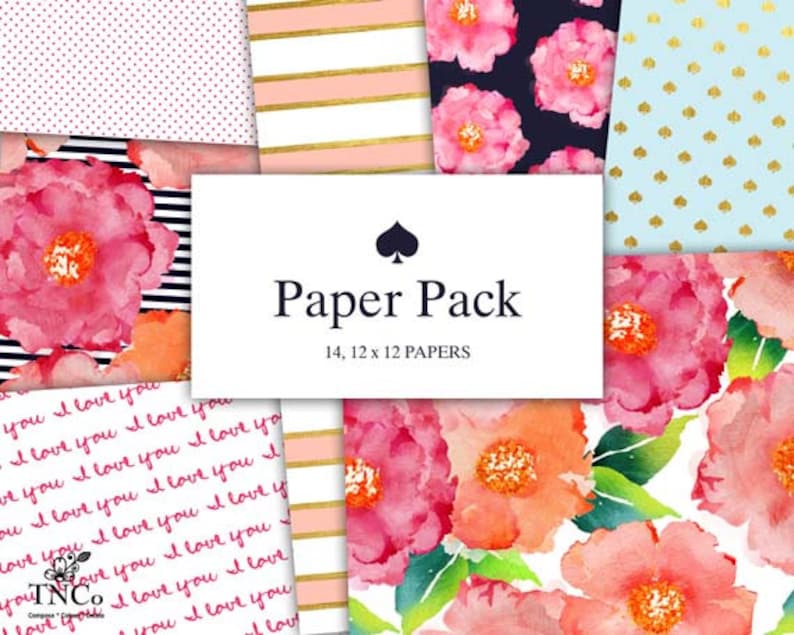 Digital scrapbook paper Modern prints Patterned paper Preppy paper girl Floral paper Commercial use polka dot digital paper MK image 2