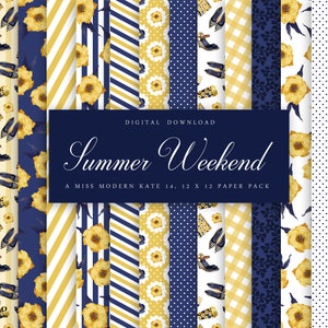 Summer Digital Paper - Yellow digital paper - Floral Digital Paper - Digital Paper Commercial Use - MK - Yellow flower print - Digital paper