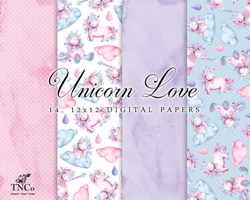unicorn pattern paper scrapbook paper mint watercolor etsy