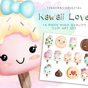 Kawaii Popsicle Clipart-Watercolor Food Clipart-kawaii Illustration-Planer-Grafik für Armaturenbretter und Einladungen-kommerzielle Nutzung