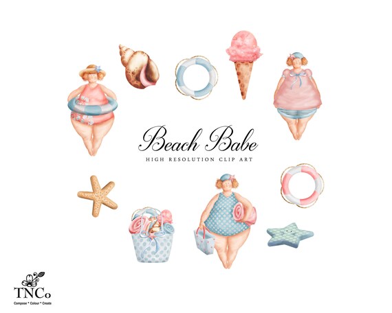 summer Beach Clip Art - Summer Clip Art - Watercolour Clip art - Beach art - Beach Decor - Planner Sticker Clip Art - Commercial Use Graphic