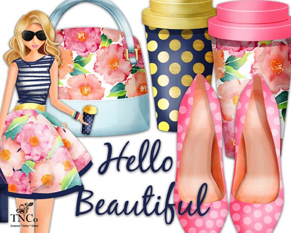 Modern clipart - Fashion Clipart - floral clipart - handbag patterns …