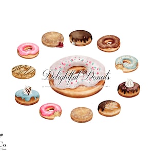 Donut Clipart - Doughnut Clip art - Doughnut Party - Donut Print - Donut printable - Commercial Clip art - Donut illustration - Chocolate