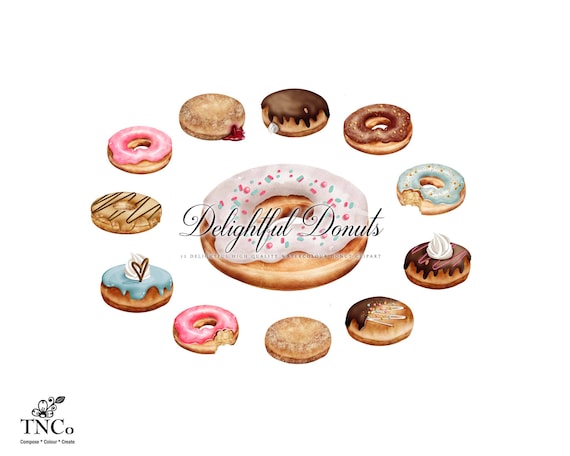 Donut Clipart - Doughnut Clip art - Doughnut Party - Donut Print - Donut printable - Commercial Clip art - Donut illustration - Chocolate