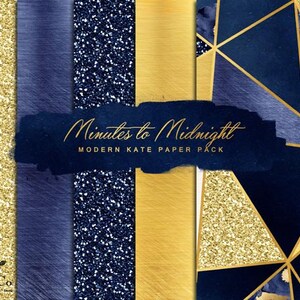 Digital scrapbook paper Gold Foil Digital Paper Digital download art Glitter digital paper Navy and gold Commercial use MK image 4