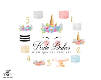 Unicorn Cake - Unicorn Clipart - Unicorn Party Supplies - Unicorn Party Decorations - Cake Pop Clip art - Commercial Use Clipart - TNCo