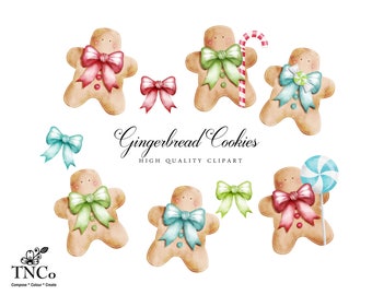 Gingerbread men clip art - Festive decor - Holiday decorations - Gingerbread Decoration - Planner Clip art - Watercolor Gingerbreadmen