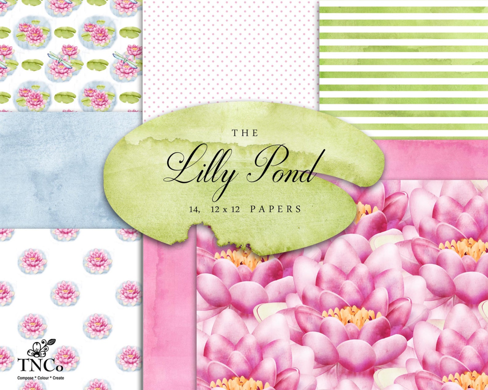 Watercolor Digital Paper Waterlily Paper Watercolour - Etsy UK