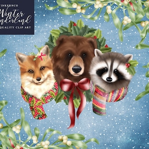 Noël Noël Clipart - hiver ours clipart - clipart Fox - ours en téléchargement numérique - clipart - clipart numérique usage Commercial - TNCo
