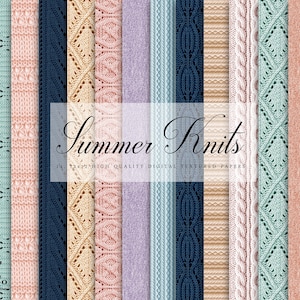 Knit pattern papers - Summer knits - Pastel digital paper - Commercial use patterned paper - pink pastel papers - Instant download - TNCo