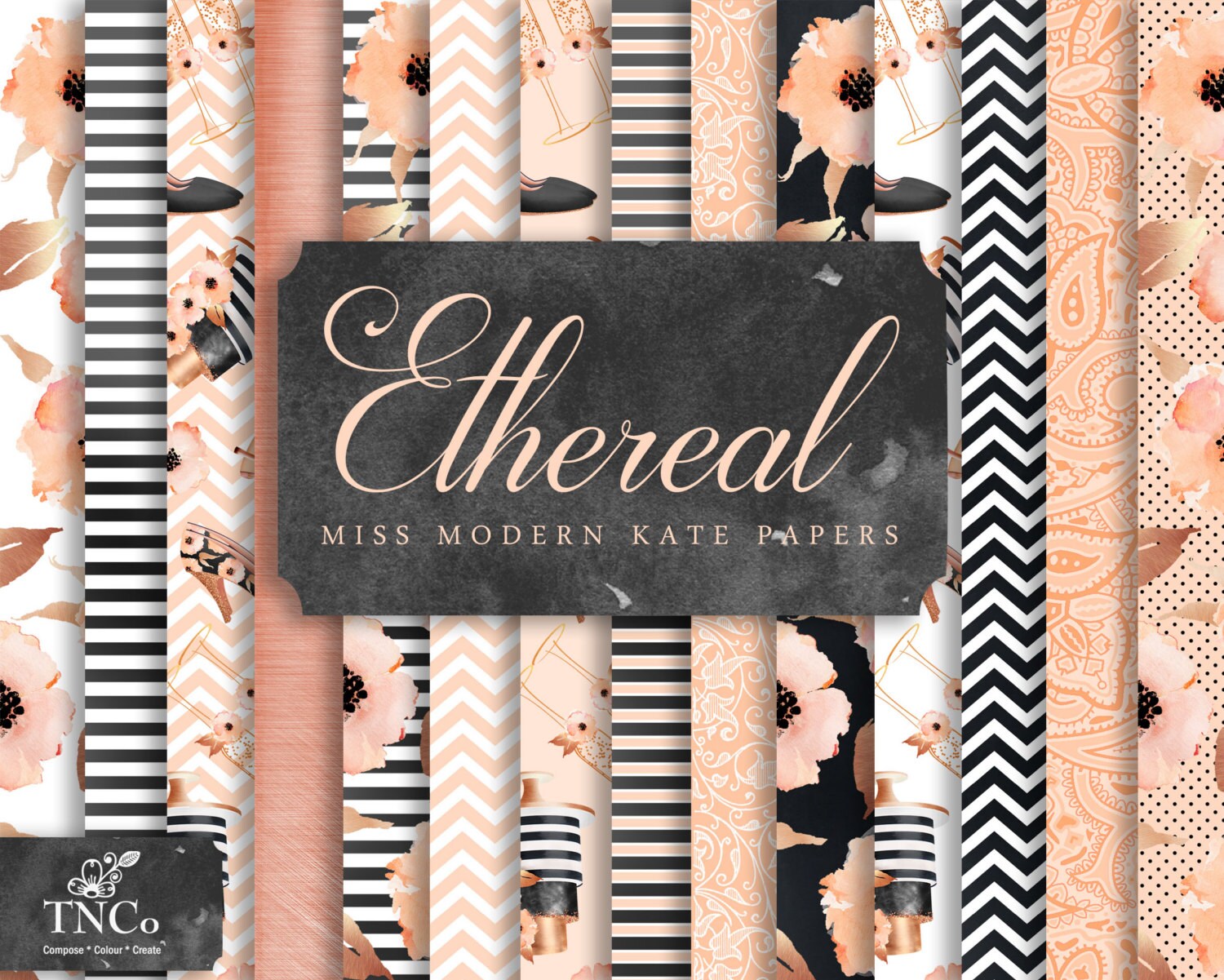 Watercolor Floral Digital Paper - Digital Download - Digital Paper Do…