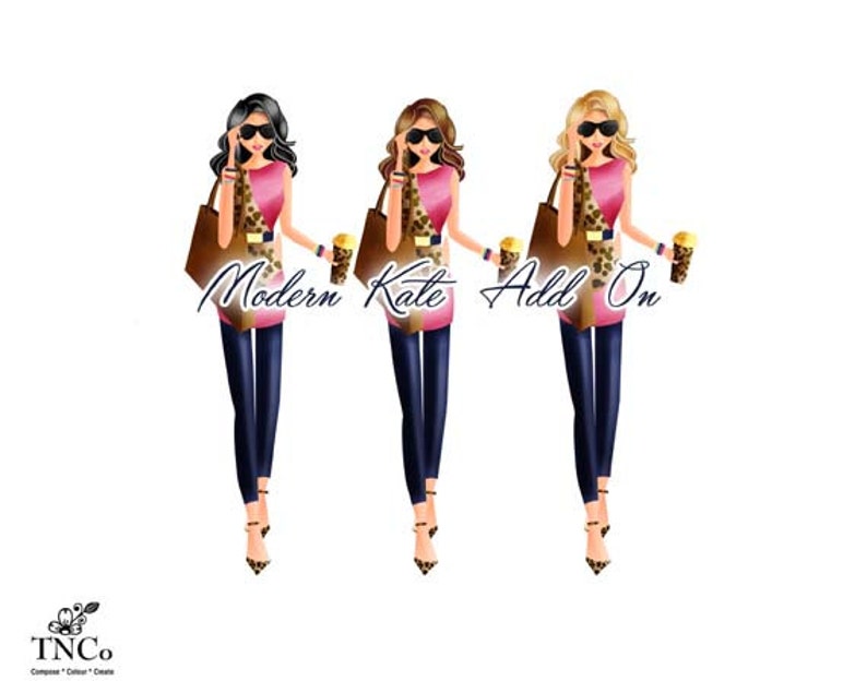 Girl clip art Women clip art Fashion Illustration Modern Etsy