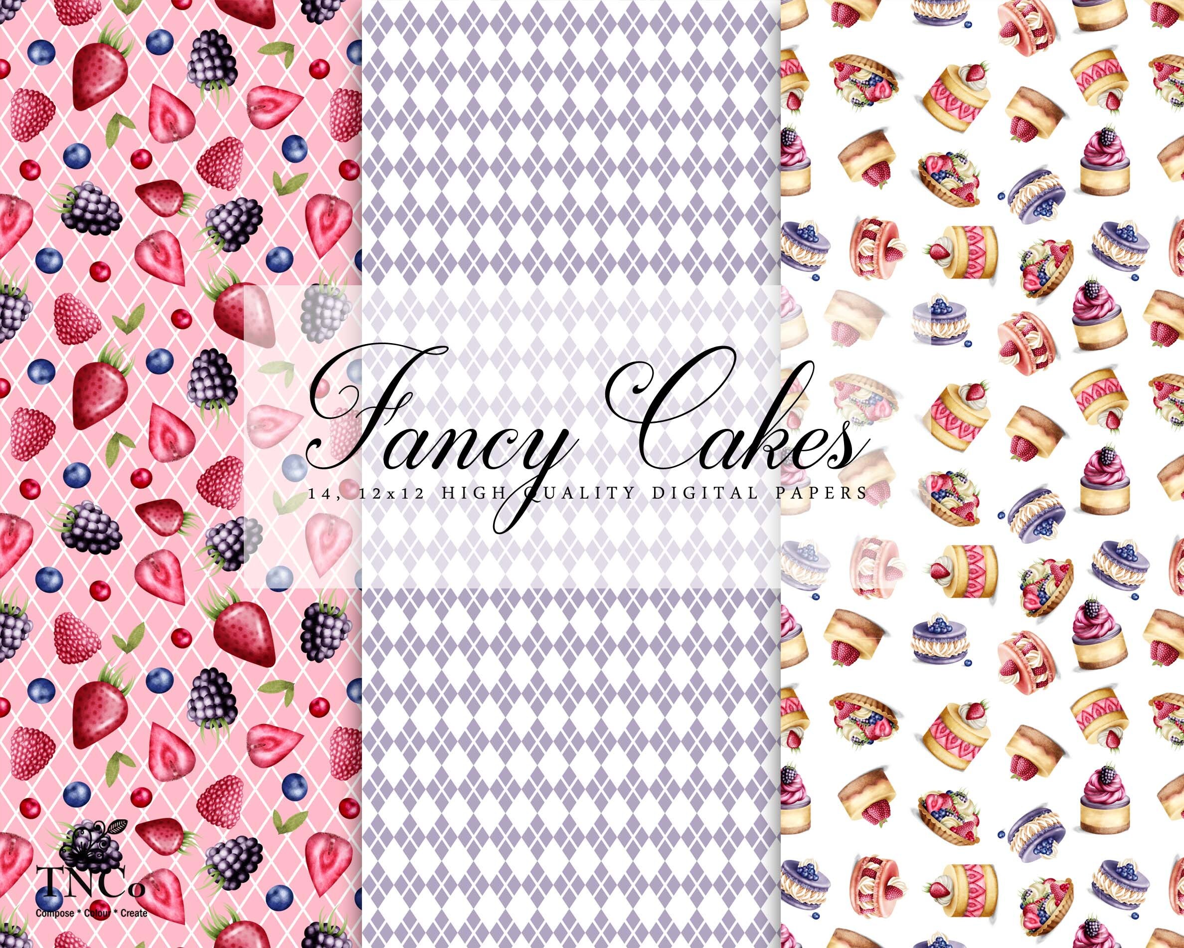 Patterned Paper - Digital Scrapbook Paper - Commercial Use Paper - Cake ...
