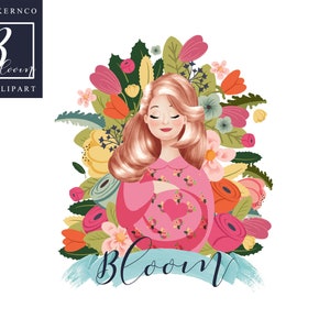 Clipart w ciąży - Clipart w ciąży - Grafika artystyczna do pokoju dziecięcego - Ilustracje oczekujące na dziecko - Pobierz tło w stylu zniszczonym - TNCo