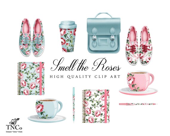 Shoe Clipart - Commercial use Clip art - Planner Clipart - Invitation Clip art - Floral clip art - Floral Note book - Floral travel cup -