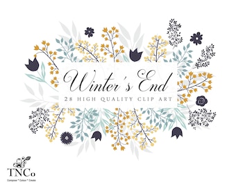 Flower Graphics - Flower clipart - Planner clipart - Commercial use clipart - Foliage clipart - Invitation graphic - Instant download
