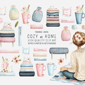 Fashion clipart - Home decor - Commercial use Clipart - Clipart for planner stickers - Hot Chocolate Clipart - Cozy home - Hygge Decoration