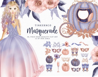 Fairytail princess clipart set for planner stickers and scrapbooking - Commercial use clipart - fashion girls clipart - planner accessories