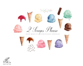 Ice Cream Clip Art - Watercolour clip art - Watercolour Ice creams - Planner sticker clip art - Commercial Use Clip art - Digital Clip art