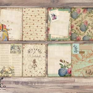 Printable Alice in wonderland journal. Printable pages, Sir John Tenniel illustrations, Commercial supplies, Printable journal, art journal