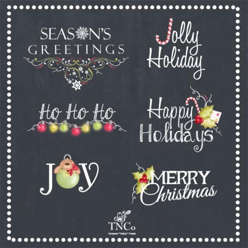 Christmas Digital Word Art Festive Instant Download Happy - Etsy