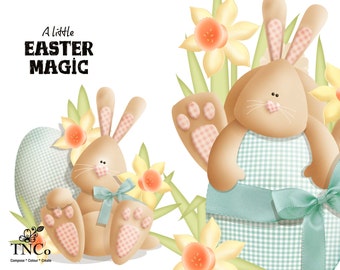 Easter download, Rabbit digital clipart, spring printable, bunny word art scrap book supply, for commercial use.