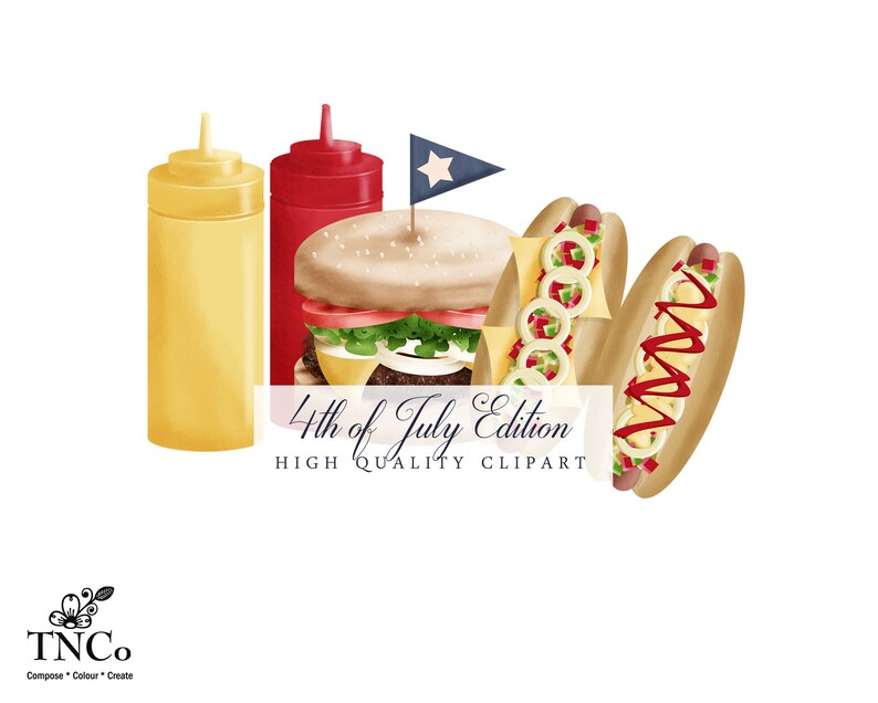 Clipart del día de la independencia - Clipart del 4 de julio - Firework Clipart - BBQ Clipart - Gráficos de uso comercial - America Clipart - Chevy art - TNCo imagen 4