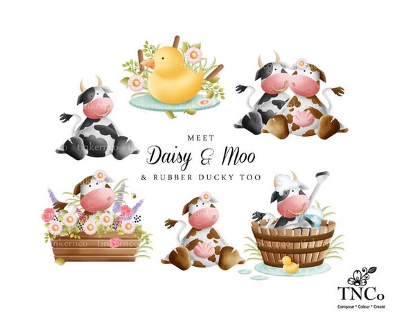 Cow Clip art set - Farm yard animal graphics - cute nursery art work - childrens cow illustrations - Invitation clip art - Commercial ok