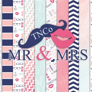 Digital, download, Scrapbook Papier, Schnurrbart und Lippen sofortige Clipart, Rosa modernen Hochzeiten, druckbare kommerzielle Nutzung