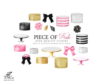 Watercolor cake clipart for planner stickers - Layered cake diy Graphics - Commercial use cake clipart - bow graphics - pink flower art