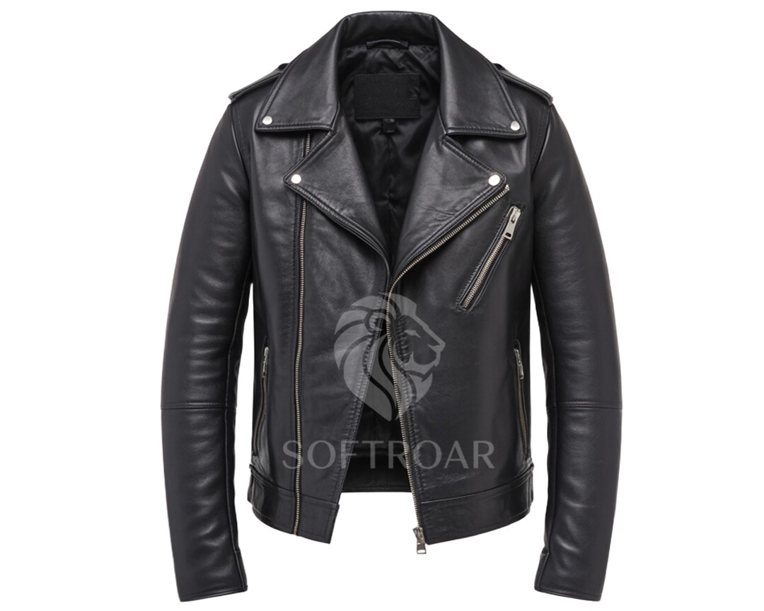 Blouson Motard En Cuir Noir Bay Authentic Designs - Taille UK 10 - Occasion Très Bon état