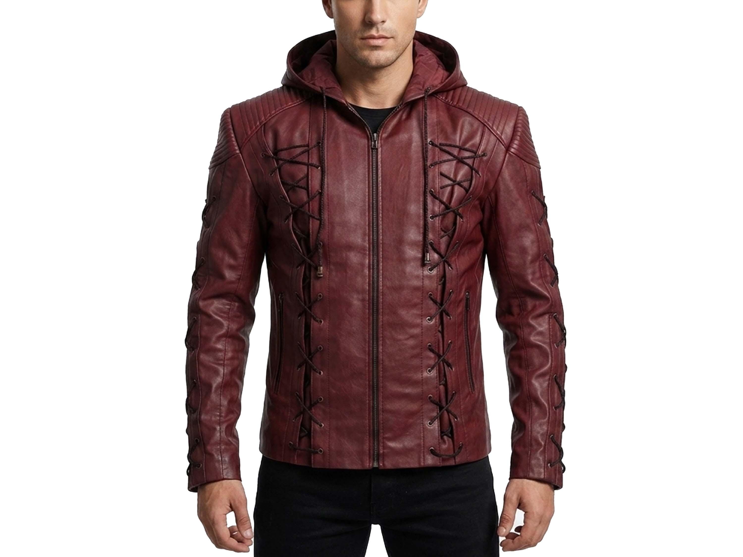 〔vintage〕United Arrows sheepleather hood Arrow Leather Jacket - Etsy