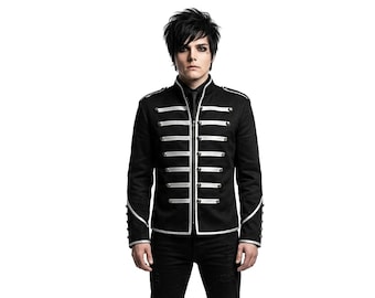 Chaqueta Black Parade de MCR – Abrigo estilo militar para cosplay de My Chemical Romance
