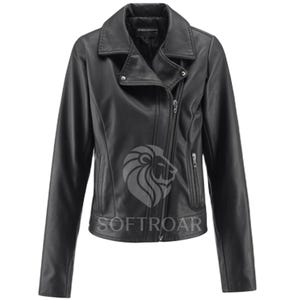 Women’s Black Biker Leather Jacket – Leather Slim Fit Moto Style jacket