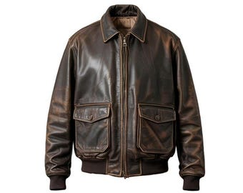 Men's Vintage Brown Real Leather Bomber Jacket | Retro Classic Military Aviator Flight Jacket
