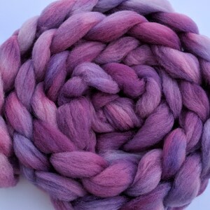 4 available Spinning Fiber Roving Babydoll Southdown Wool 2 Ounce Braid Combed Top Pink Fiber Pink Ombre