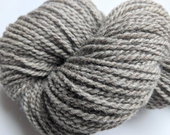 Handspun Undyed Yarn Babydoll Southdown Wool & Alpaca 136  Yds (More Avail.) Light Gray Two Ply  " Natural Gray  "