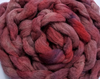 Wool Roving Babydoll Southdown / Alpaca for Spinning 4 Oz Combed Top Fiber " Mostly Mauve "