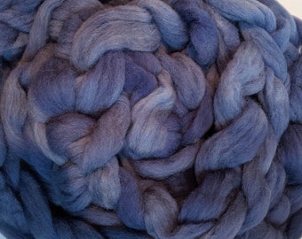 Wool Roving Babydoll Southdown / Alpaca for Spinning 4 Oz Combed Top Blue Fiber " Cobalt "  (2 avail.)