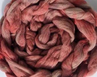 Wool Roving Babydoll Southdown / Alpaca for Spinning 4 Oz Combed Top Fiber " Peachy Gray "