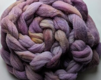 Wool Roving Babydoll Southdown / Alpaca for Spinning 4 Oz Combed Top Fiber Purple Roving " Hyacinth  "