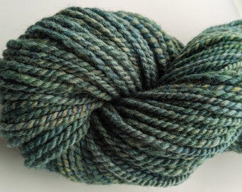 Yarn Handspun Alpaca & Babydoll Southdown Wool 2 Ply 152 Yds Hand Dyed Grayish Blue and Green " Muted Teal  " Doll Hair Knit Weave