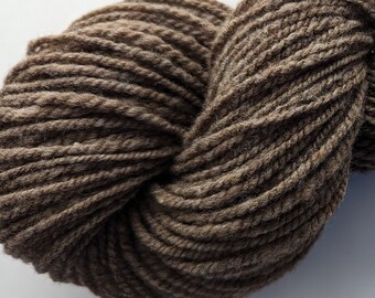 Handspun Undyed Yarn Finn Sheep Wool 156 Yards Brown Two Ply  " Natural Brown  "  Knitting  Doll Hair