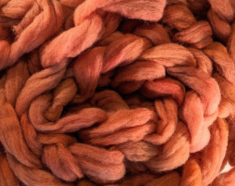 Wool Roving Babydoll Southdown / Alpaca for Spinning 4 Oz Combed Top Peach Fiber " Nectarine "