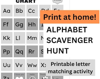 Alphabet Schnitzeljagd für Kinder - Druckbare Buchstaben-Möglichkeit - ABC-Lernspiel für Kleinkinder und Vorschulkinder SCHWARZ & WEISS ver.