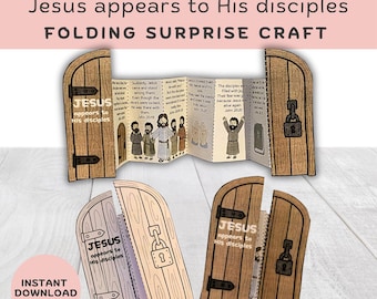 Jesús se aparece a sus discípulos Manualidad sorpresa plegable, Jesús trae la paz imprimible, Actividad bíblica para niños Juan 20, Historia de la escuela dominical