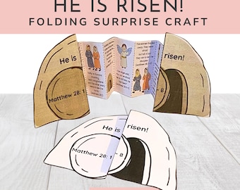 Manualidad sorpresa plegable de Jesús resucitado, historia bíblica de Pascua para imprimir, actividad de la tumba vacía para niños, plantilla de la historia de la resurrección para la escuela dominical